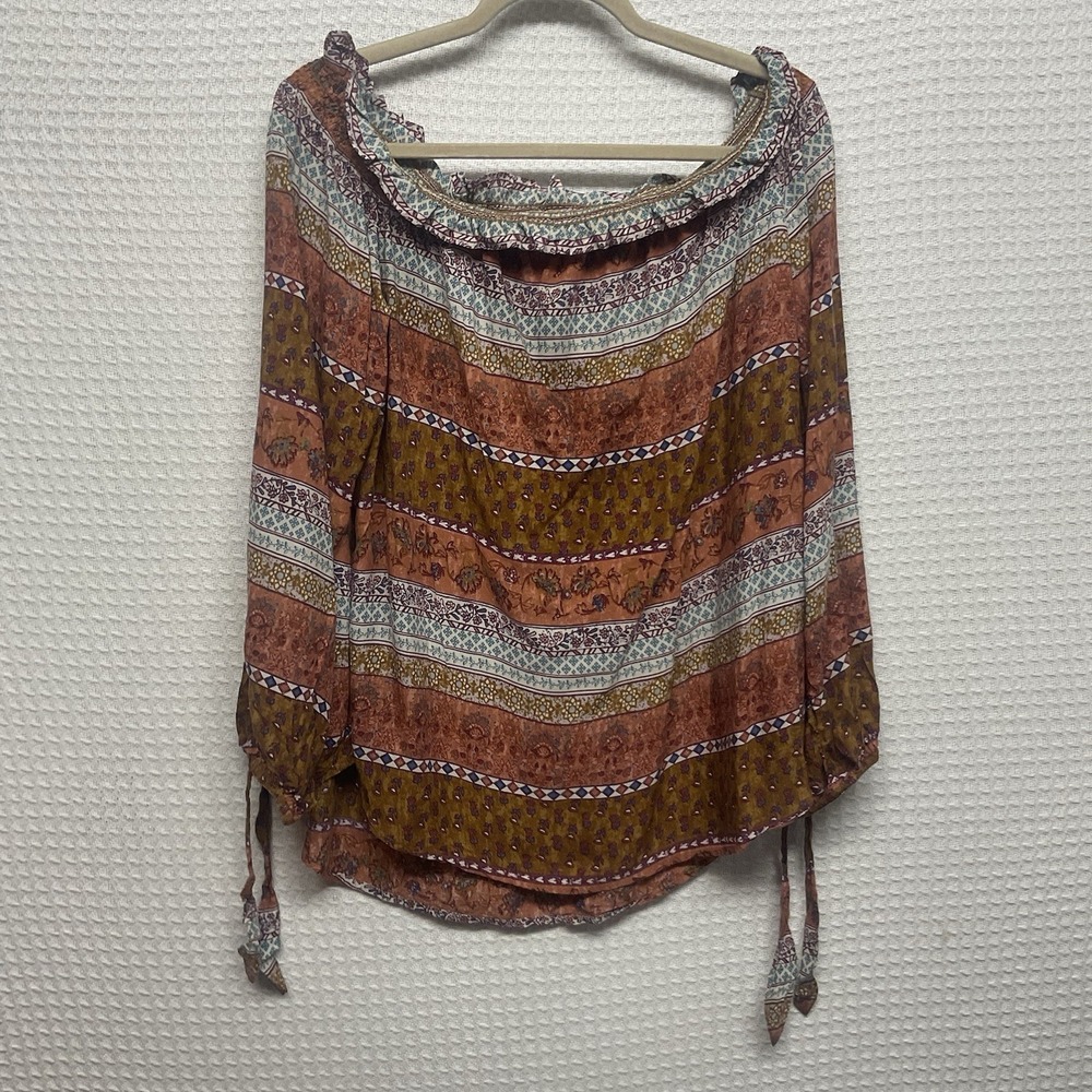 Beach Lunch Lounge Top Large Boho Long Sleeve Off The Shoulder Hippie